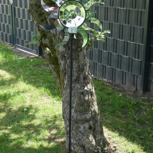 Sonne mit Spiegelmosaik & Kerzenhalter / Metall Ständer o. Wandhalter / 440mm Ø